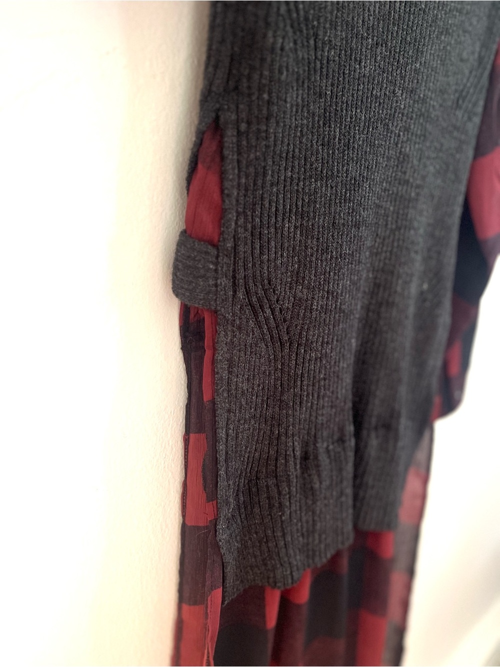 Rock & Republic Dress Sweater Faux Layered Sheer Bottom Buffalo Plaid Size Large - Picture 10 of 10